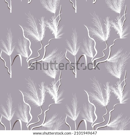 white grass flower pattern floral ornament element in boho style Isolated vector illustration on a black background. Modern design, postcards, interior decorations or flower arrangements. fabric desig