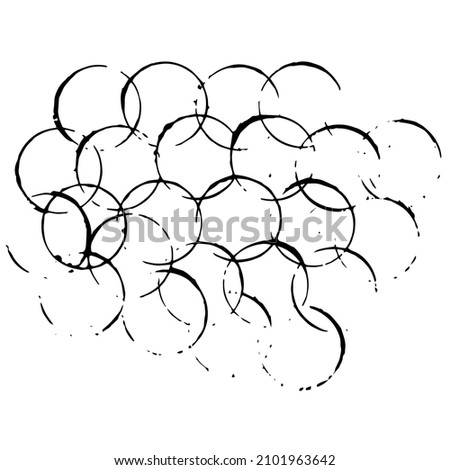 Grunge vector circles isolated on white background. Round black ink shapes silhouette.