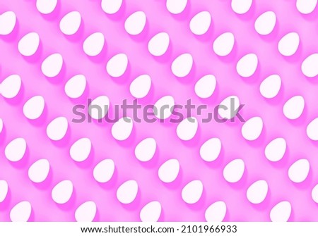 White easter eggs on pink background, eggs pattern, 3d illustration