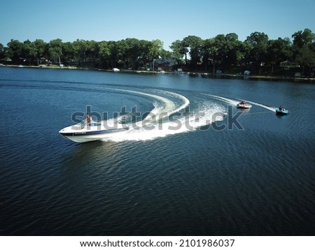 Drone pictures of boating and water sports  Royalty-Free Stock Photo #2101986037