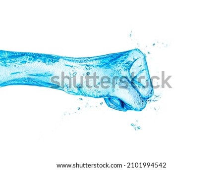 Fist hand made of water illustration concept image isolated on white Royalty-Free Stock Photo #2101994542