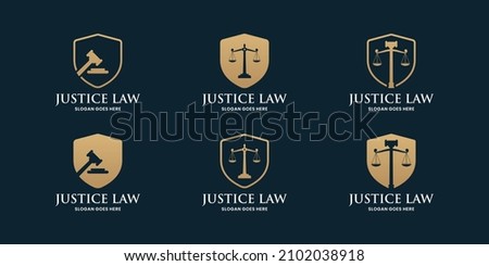 collection logo about lawyer. justice logo template with shield combine
