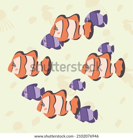underwater life illustration with fishes