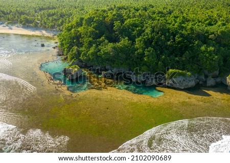 Drone picture of Magpopongko Rock Pool in San Isidro, Siargao, Philippines
