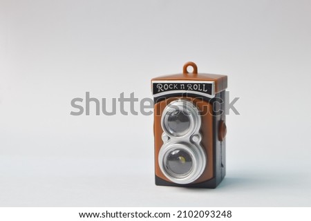 Vintage old TLR medium format film camera with copy space for the text Camions)