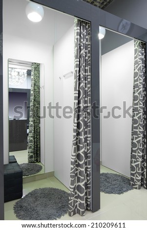 beautiful and clean interior of dressing room at the store