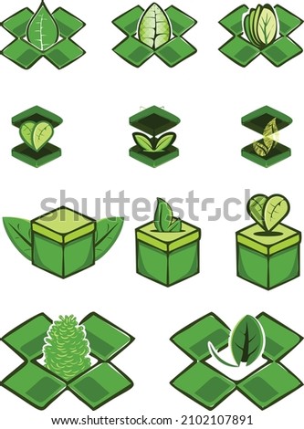 box and leaf logo designs inspiration isolated on white background Free Vector