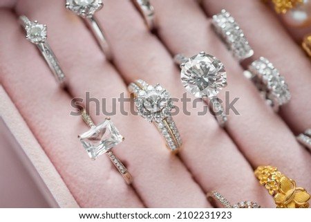 Jewelry diamond rings in box Royalty-Free Stock Photo #2102231923