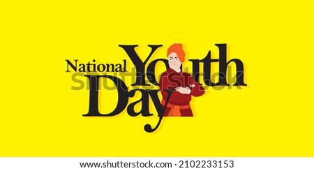 Conceptual Greeting Design for National Youth Day, also known as Vivekananda Jayanti. Editable Illustration of Swami Vivekananda. Royalty-Free Stock Photo #2102233153