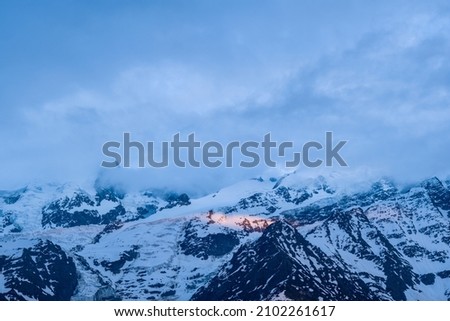 Mont Blanc du Tacul at night in Europe, France, the Alps, towards Chamonix, in summer.