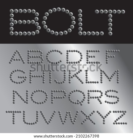 vector font with screws, the letters are grouped and editable