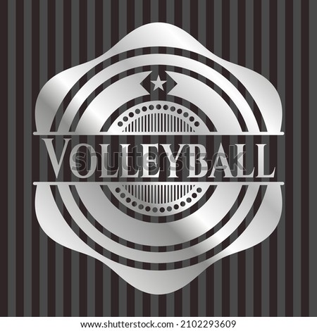 Volleyball silvery badge. Vector Illustration. Mosaic. 
