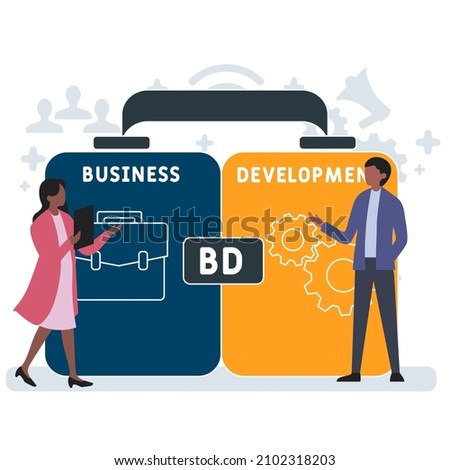BD - Business Development acronym. business concept background.  vector illustration concept with keywords and icons. lettering illustration with icons for web banner, flyer, landing pag