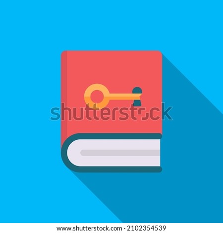 key book vector icon knowledge, flat design, long shadow