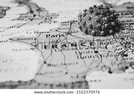 France on coronavirus map background