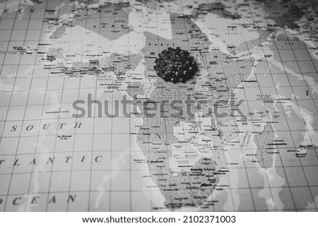 Africa on coronavirus map background