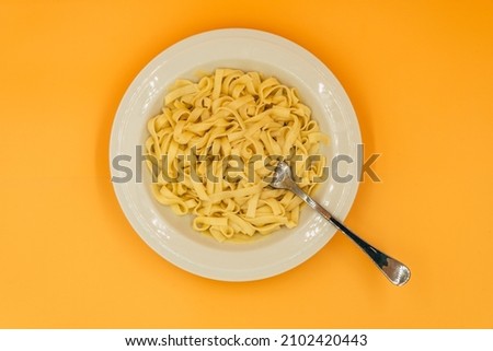 a plate of fresh homemade pasta with a fork 