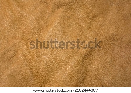 Photo of the texture of light-colored genuine leather. Three-dimensional leather background
