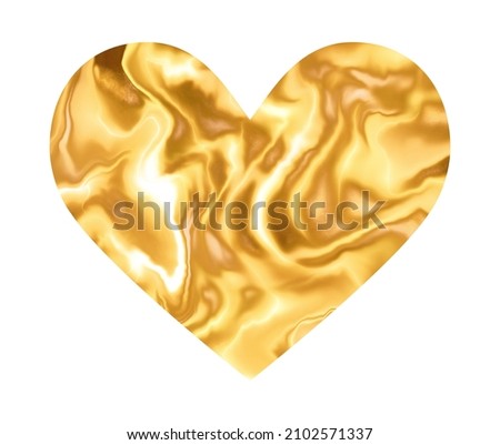 Abstract marble shiny heart. Golden marble heart. Design for Valentines Day 