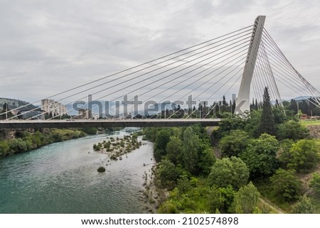 Millenium bridge in Podgorica, capital of Montenegro Royalty-Free Stock Photo #2102574898