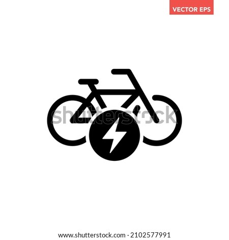 Black single ebike line icon, simple electric biking eco friendly flat design vector pictogram, infographic for app logo web website button ui ux interface elements isolated on white background
