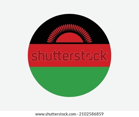 Malawi Round Country Flag. Malawian Circle National Flag. Republic of Malawi Circular Shape Button Banner. EPS Vector Illustration.