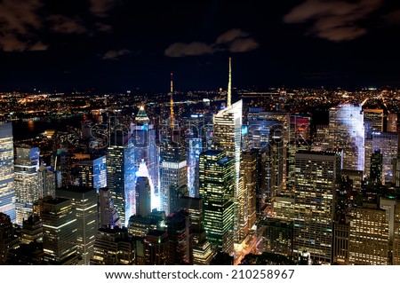 New York night cityline Royalty-Free Stock Photo #210258967