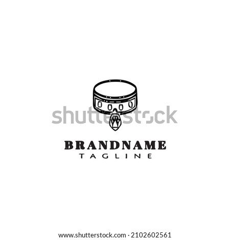 pets collar and medal logo cartoon icon design template black modern isolated vector illustration