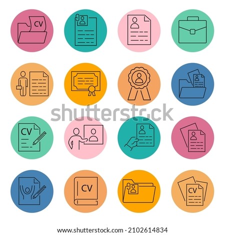 CV and Resume and Self Presentation icon set . CV and Resume and Self Presentation symbol pack vector elements for infographic web. with trending color backgrounds