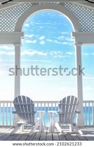 A public beach pavilion located in Seaside, Florida, along Scenic Highway 30A. Royalty-Free Stock Photo #2102621233