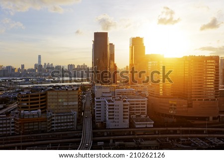 Hong Kong City Sunset in Kwun tong district