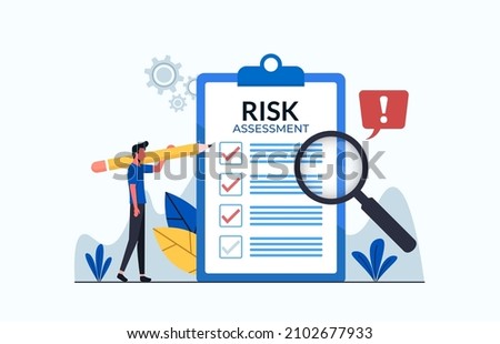 Risk assessment concept with form and magnifier vector illustration. Royalty-Free Stock Photo #2102677933