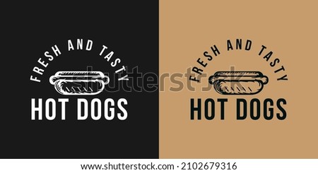 hot dog vector logo, fast food, junk food. vintage vector illustration