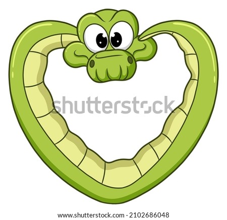 The cute snake is making a love shape by its body of illustration