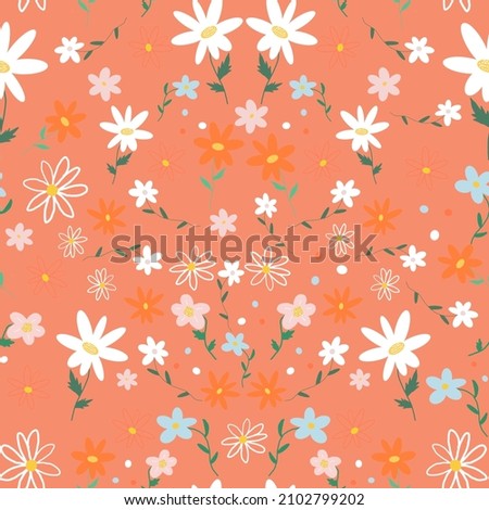 Seamless abstract crispy flowers colored illustration pattern