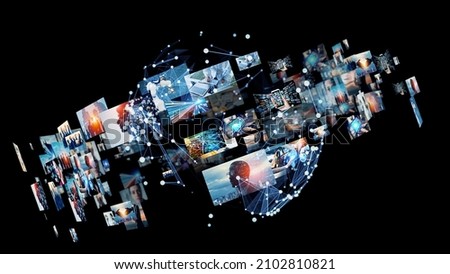 Digital contents concept. Social networking service. Streaming video. communication network.  Royalty-Free Stock Photo #2102810821