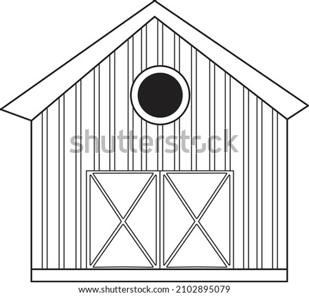 Illustration for coloring with a barn. Farm building
