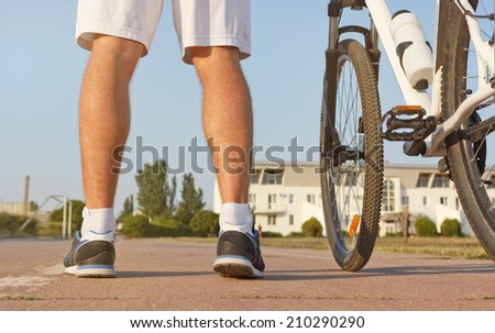 low angle view of cyclist at the training stadium road