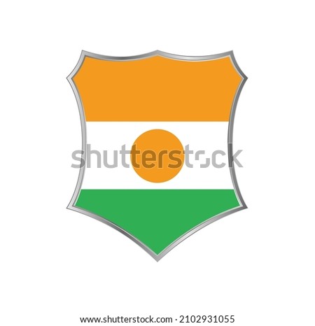 Flag of Niger with silver shield frame