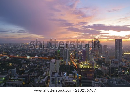 Night cityscape in middle of thailand
