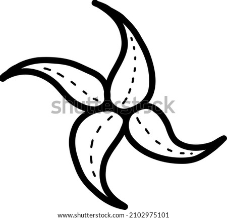 Starfish on a white background. Vector illustration in the style of a doodle