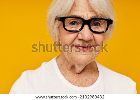 elderly woman health lifestyle eyeglasses isolated background
