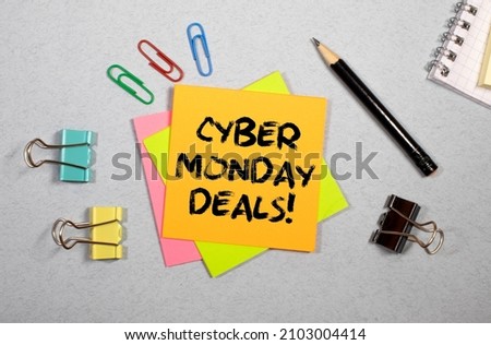 Inscription Cyber Monday with clock on blue background