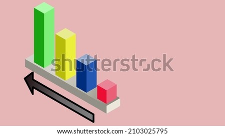 A colourful bar graph showing an upward trend. 