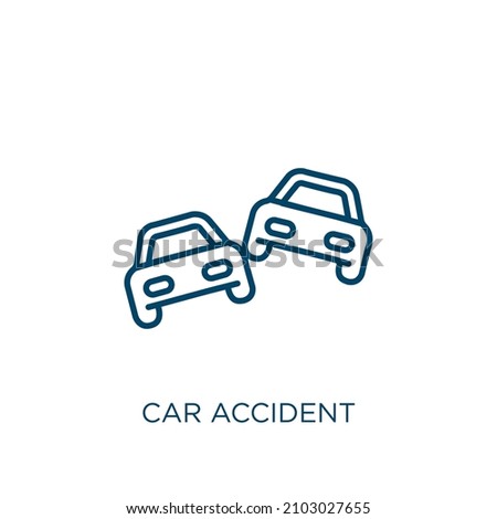 car accident icon. Thin linear car accident outline icon isolated on white background. Line vector car accident sign, symbol for web and mobile