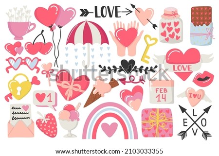 Cute valentine's day doodles set