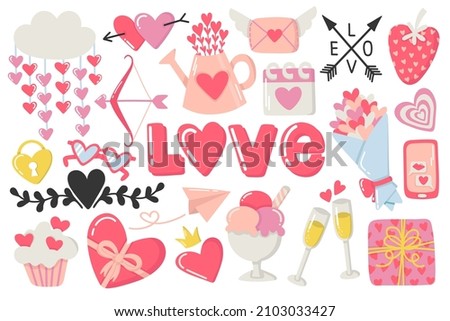 Cute valentine's day doodles set