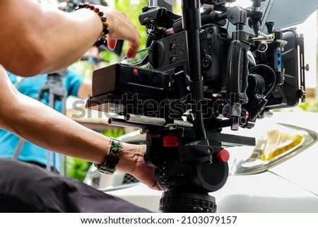 Camera on Film Set, Behind the scenes background, film crew production
