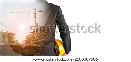Building Construction Engineering Project Concept Graphic designers, architects or construction workers with modern technology and equipment.