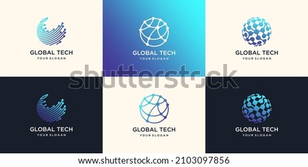 Abstract technology globe logo design concept